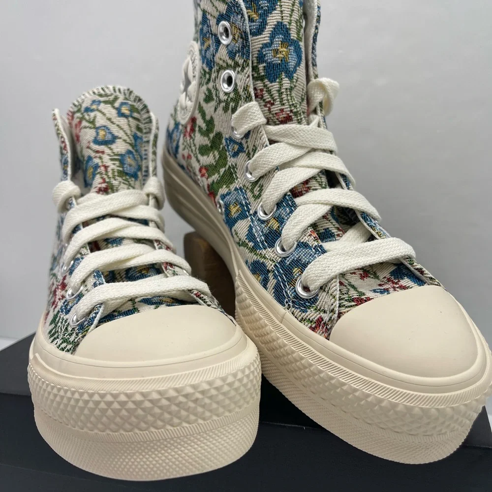 Converse WMNS Floral High-Top CTAS LIFT HI EGRET/NATURAL IVORY Platform Sneakers